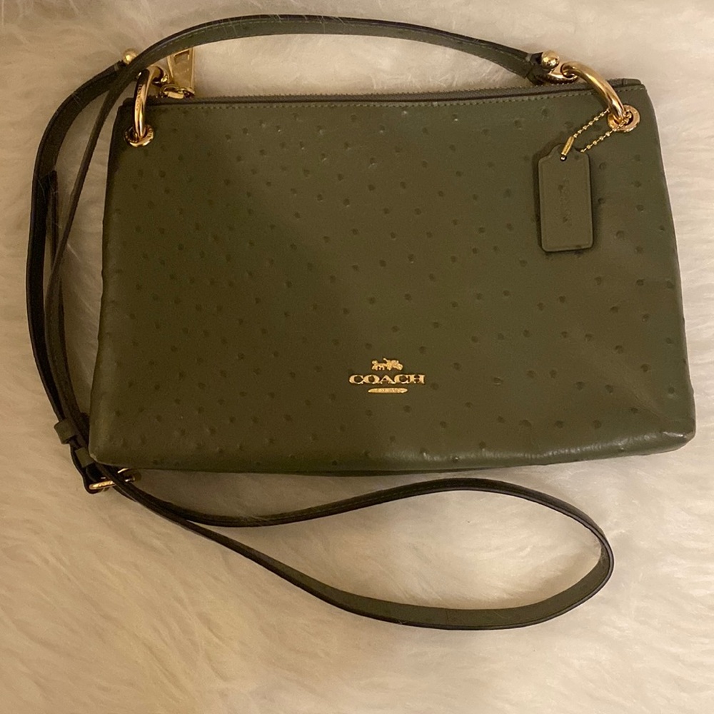 Coach Military Green Ostrich Mia Crossbody Gem